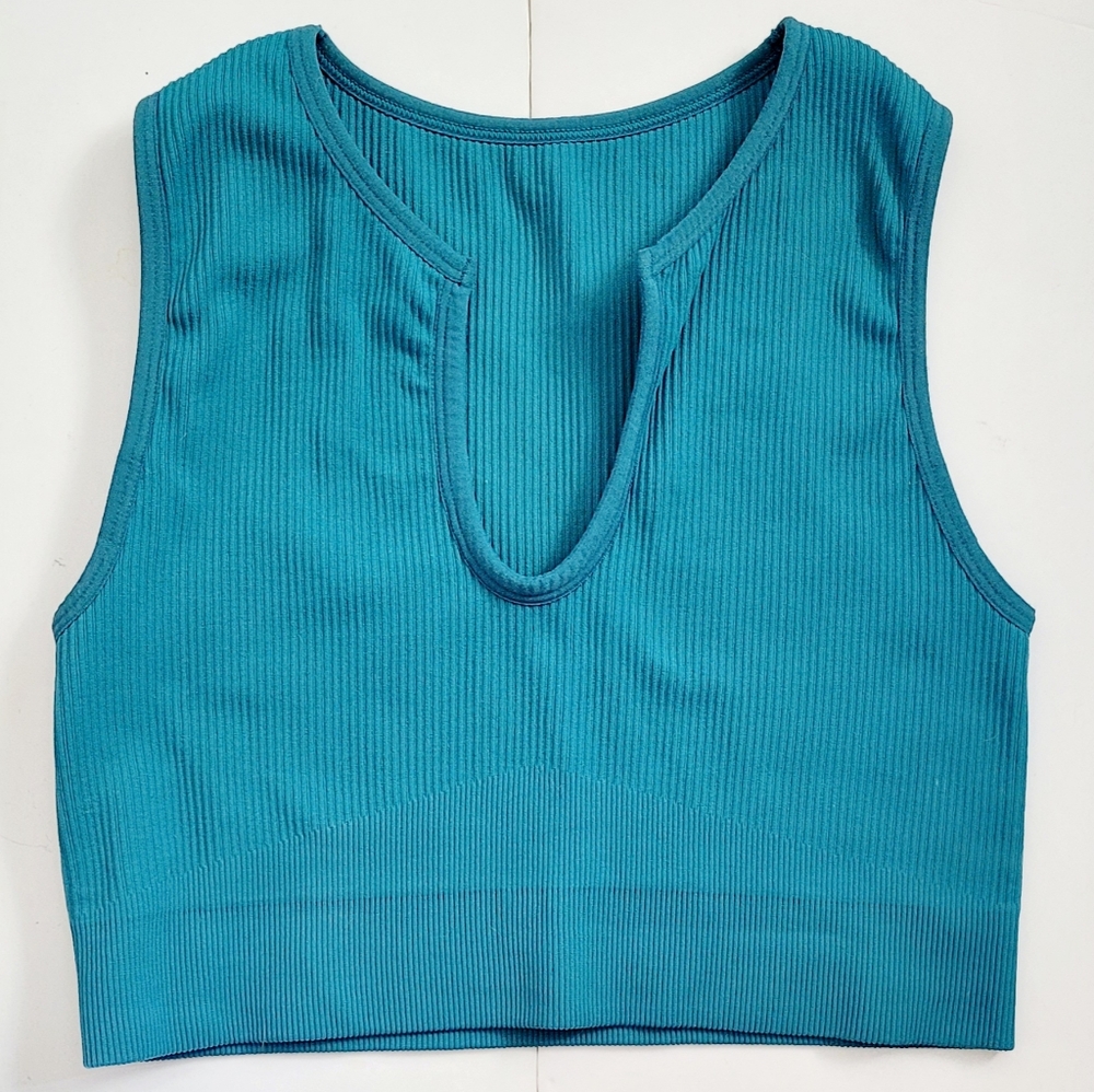 NWOT Ribbed Teal Muscle T Bra top